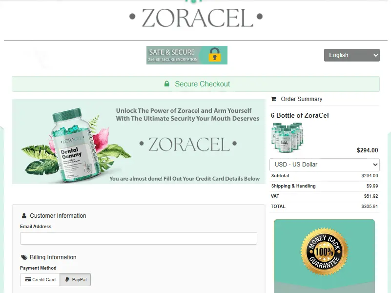 Zoracel Payment Page